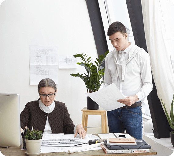People working in an office